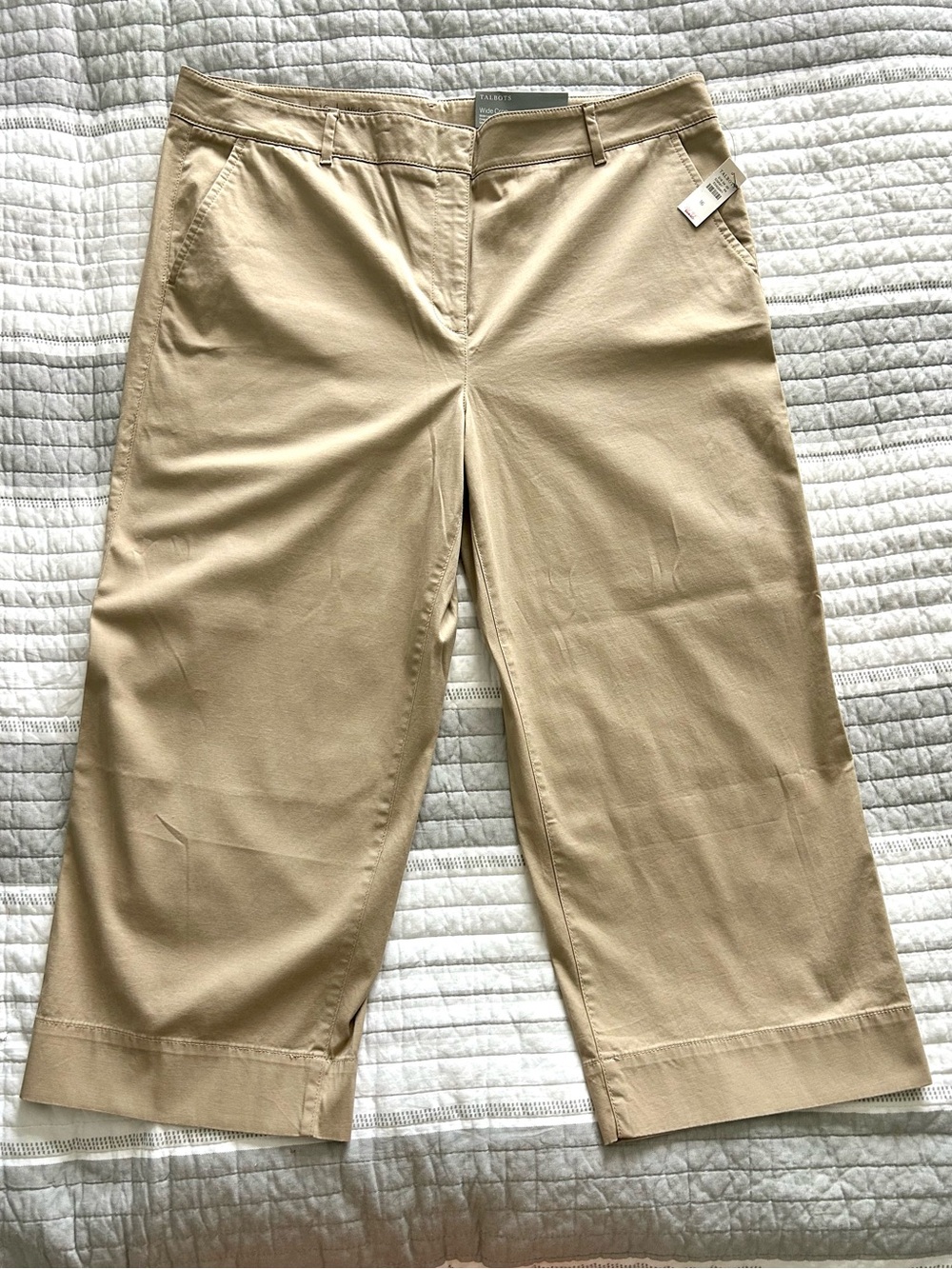 Talbots Women’s Khaki Wide-Leg Chino Pants
